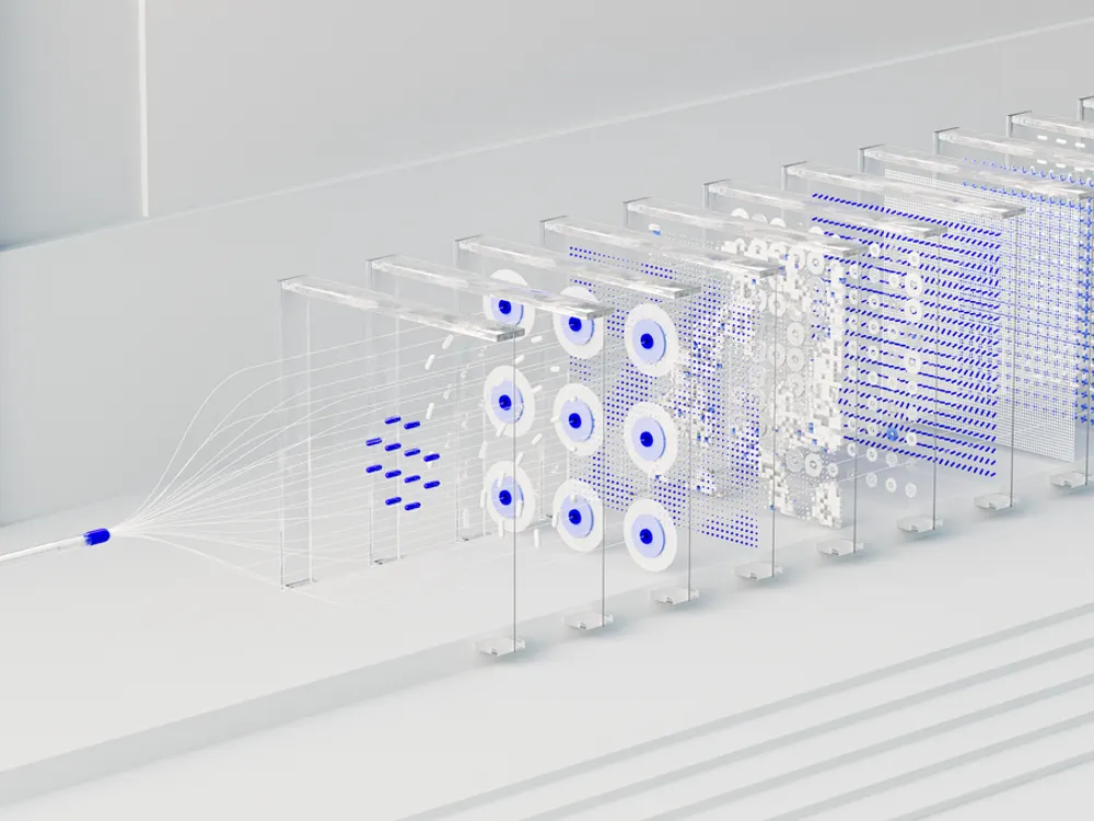 Abstract visualization of an AI neural network